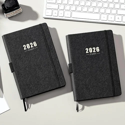 Vista 8 de Agenda diaria 2026 – Agenda diaria de una página por día, enero a diciembre 2026, 2026 con banda elástica, cubierta de piel sintética suave