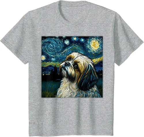 Vista 35 de Camiseta Surrealism Starry Night Shih Tzu Dog