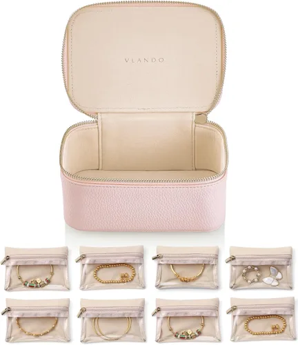 Vista 19 de VLANDO - Bolsa de viaje para joyería, 12 bolsas de terciopelo con A.12 PCS transparente