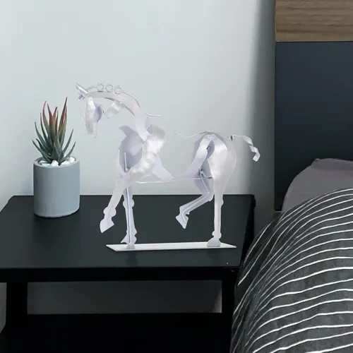 Vista 4 de SunBlogs Art Estatua de caballo hecha a mano, decoración rústica única para oficina y hogar, escultura de metal 100% pintada a mano, regalo perfecto