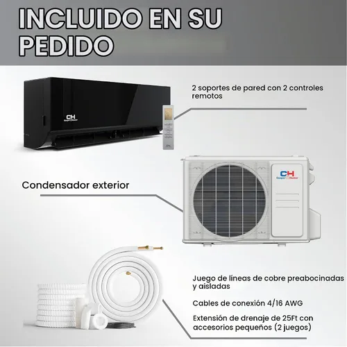 Vista 5 de Cooper & Hunter - Mini bomba de calor de CA dividida de 18,000 BTU de 2 zonas, 230 V