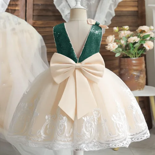 Vista 6 de NNJXD - Vestido de princesa de tul con flores, para usar en bodas, para niñas pequeñas y bebés