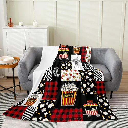 Vista 10 de Manta de felpa con diseño de palomitas de maíz, para niños, niñas, adolescentes, cine para todas las estaciones, manta de cama transpirable a