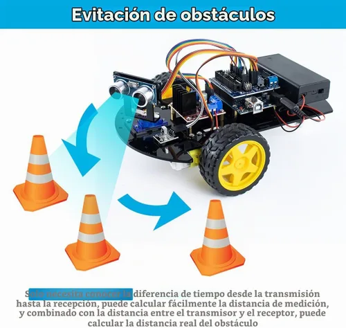 Vista 3 de Kit de chasis de coche robot inteligente LAFVIN 2WD con módulo ultrasónico, placa R3, compatible con control remoto y Arduino IDE, kit de bricolaje