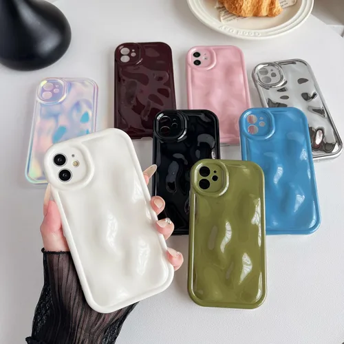 Vista 2 de Caseative Funda para iPhone 11, color negro Galjanoplastia de cromo suave de la burbuja del meteorito de la onda de la ondulación