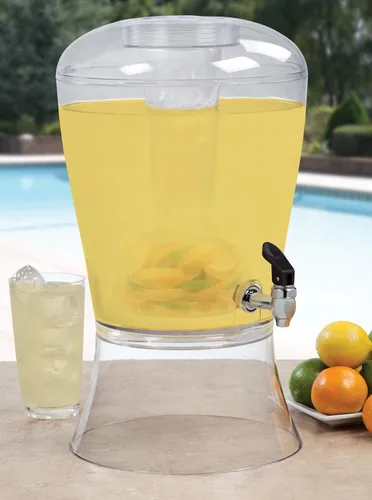 Vista 2 de CreativeWare Dispensador de bebidas de 3 galones con cilindro de hielo e infusor de frutas