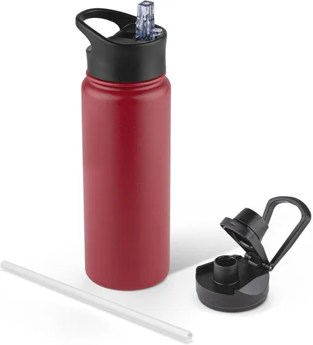 Vista 102 de Botella de agua aislada de 64 onzas con tapas de pajita y boquilla, jarra de agua de acero inoxidable de medio galón con mango de paracord, vacío