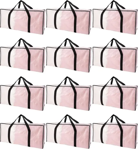 Vista 10 de PANDA JOYS Bolsas de mudanza extra grandes con cremalleras y asas de transporte, bolsa de almacenamiento resistente para ahorrar espacio, Negro
