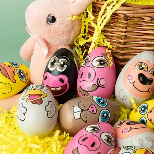 Vista 8 de JOYIN 12 piezas de huevos de Pascua Squishy juguete para la caza de huevos de Pascua con temática de animales con personajes, alivio del estrés
