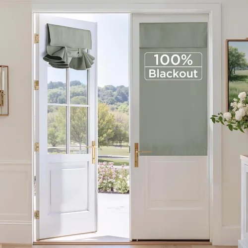 Vista 73 de RYB HOME 2 paneles 100% opacos para puerta de aula, 8 pulgadas de ancho x 36 pulgadas de largo, color beige biscotti, sin taladro, para ventana