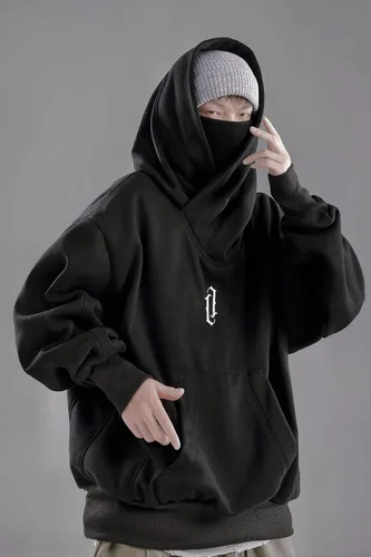 Vista 3 de Niepce Inc Streetwear - Sudadera con capucha pesada de gran tamaño con polaina para el cuello
