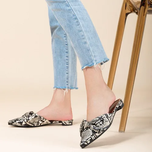Vista 5 de Trary - Zapatos mocasines sin talón, con puntera puntiaguda y lazo para mujer