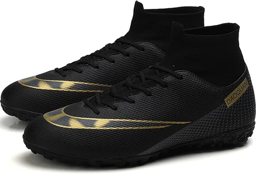 Vista 2 de XJIODF Botines de fútbol para hombre, zapatos de fútbol de caña alta, con cordones, para interiores y exteriores, botas de fútbol americano AG FG TF
