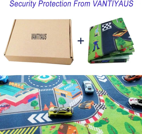 Vista 4 de Alfombra de juegos para carretera, alfombra de juego, ideal para jugar con autos, tapete educativo de tráfico por carretera para niños, aprende