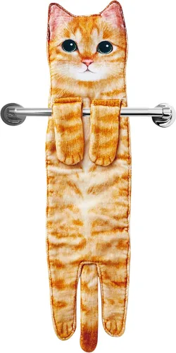 Vista 12 de Divertidas toallas de mano para decoración de baño y cocina, bonita toalla de mano colgante de gato, accesorios de cocina, ideas únicas de regalo