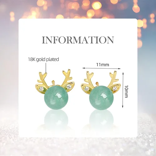 Vista 58 de Jade Earrings Studs,Green Jade Earrings for Women,925 Sterling Silver Earrings Studs for Sensitive Ears,Handmade Jade Earrings for Birthday