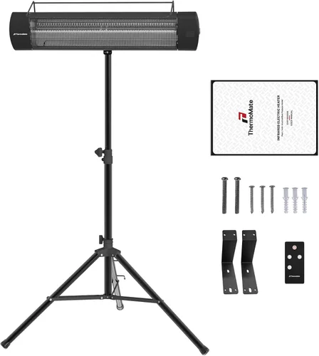 Vista 7 de ThermoMate Calentador Infrarrojo de Patio para Exteriores con Trípode, Eléctrico 1500W IP65 Impermeable con Control Remoto, 3 Niveles de Calefacción
