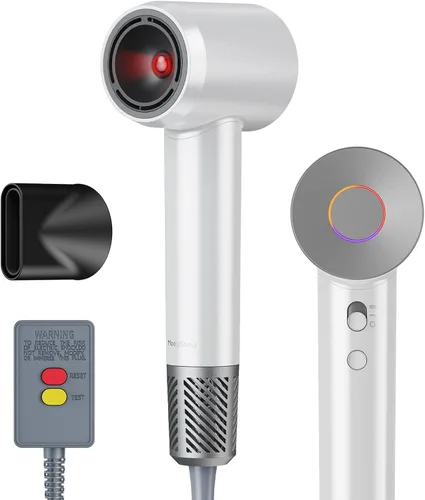 Vista 9 de Secador de pelo, secadora iónica de alta velocidad de 1400 W, secador de pelo de bajo ruido con control térmico con boquilla magnética, secado