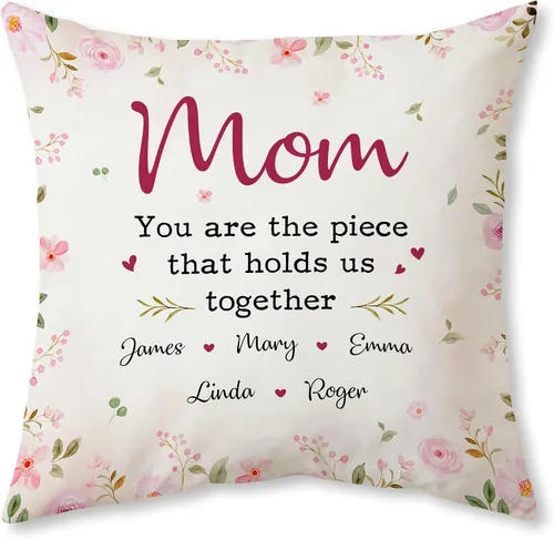 Vista 12 de Hyturtle Personalized Best Mom Pillow with Insert – Custom Gift for Mother from Daughter Son – Inspirational Cushion for Birthday, Christmas, Mom