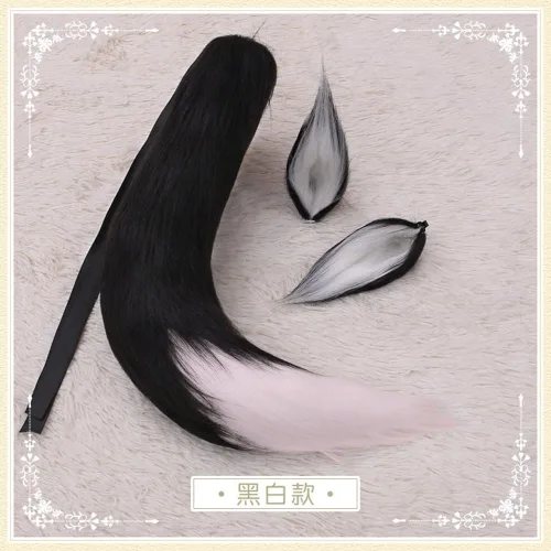 Vista 3 de Anime Wolf Fox/Cat - Cola de felpa de 25 pulgadas + 2 orejas de clip para Halloween Cosplay
