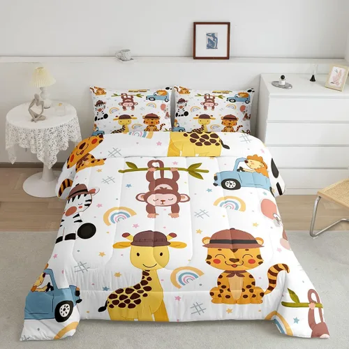 Vista 21 de Feelyou Juego de edredón de dibujos animados de gatos, juego de edredón de gatitos y flores, para niños, niñas, adolescentes, mascotas, gatos, juego