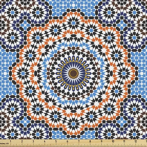 Vista 76 de Ambesonne Tela para Amantes de los Perros por Yarda, Perro Salchicha de Dibujos Animados Dachshund Cachorro con Pijamas a Rayas Flores y Mariposas