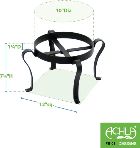 Vista 4 de Achla Designs Soporte para macetas de patio, 8 pulgadas de alto, color negro