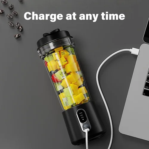 Vista 6 de Portable Blending Machine 300W Blending for Shakes Rechargeable 500ml Juicer Cup for Kitchen Portable Juicer Cup Black