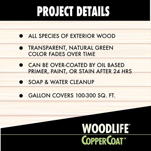 Vista 6 de WOODLIFE 1901A-4PK CopperCoat Conservante de madera verde, 0.88 galones, verde, paquete de 4