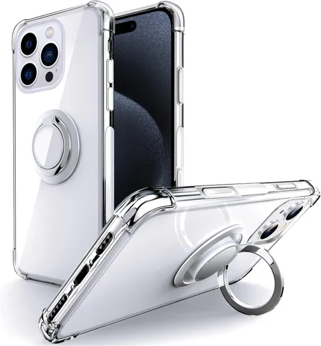 Vista 11 de Silverback Funda transparente diseñada para iPhone 15 con soporte de anillo, protección que absorbe los golpes, a prueba de golpes, funda