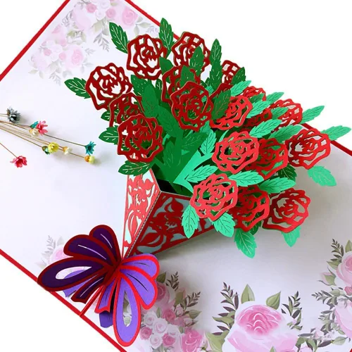 Vista 8 de Tarjetas emergentes de flores 3D, tarjeta de felicitación de flores con sobres para todas las ocasiones, 4 tarjetas de flores surtidas para Acción