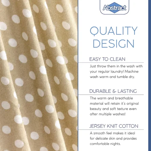 Vista 4 de Sábana ajustable de algodón tejido en jersey para cuna o cama para niño o niña, de Abstract, Polka Dot Beige