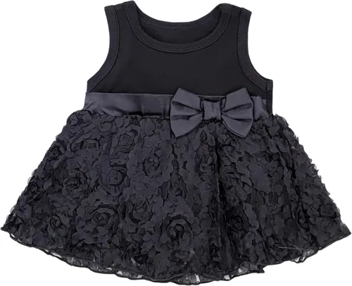 Vista 2 de Niyage Conjunto de ropa para bebé niña con flores, enterito con tutú, bodysuit para fiesta Vestido floral-negro