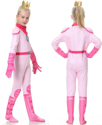 Vista 5 de Ratoher Super Brothers Princess Costume for Kids, Peach and Daisy Princess Cosplay Costume for Toddler Girls