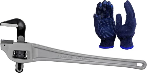 Vista 17 de Llave de tubo de aluminio de 10 pulgadas, 1-5/8"/41mm de abertura de mordaza Cr-Mo ajustable, llaves de fontanería de mango recto resistente