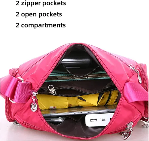 Vista 5 de Mudono Bolso cruzado para mujer, de nailon, amplio y de gran capacidad, bolso de viaje ligero