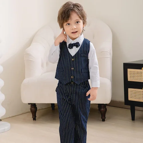 Vista 3 de JasberBaby Trajes para niños pequeños, vestido formal de caballero para niños, ropa de boda, trajes de portador de anillos