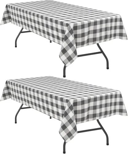 Vista 53 de Hiasan - Mantel cuadrado a cuadros, 30 x 30 pulgadas, tela impermeable y resistente a las arrugas para picnic, cena y fiesta, tela de poliéster