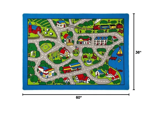 Vista 2 de Alfombra infantil de pueblo de pueblo (3 pies x 5 pies)