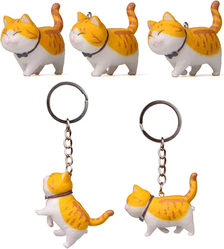 Vista 5 de Mini lindo dibujos animados gordito gato modelo colgante juguete llavero bolsa colgante colgante llavero llavero coche accesorios para mujeres