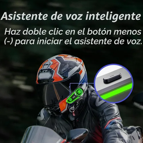 Vista 6 de Altavoces para casco de motocicleta, auriculares Bluetooth, respuesta automática, control de música, 120 horas de reproducción, sistema de alta