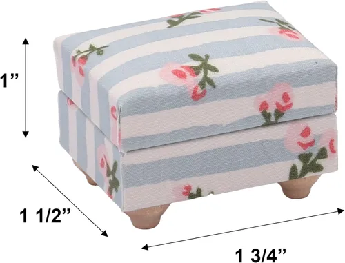 Vista 4 de Sofá de casa de muñecas con otomana, sillón en miniatura, muebles de sala de estar, accesorios para muñecas de 6 pulgadas, escala 1/12, azul