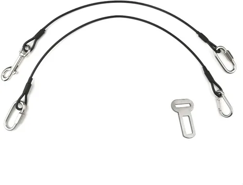 Vista 8 de Sonku - Paquete de 2 cinturones de seguridad de automóvil para perros, correas de seguridad de cable de acero a prueba para perros pequeños