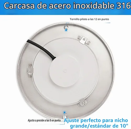 Vista 5 de Luz de piscina LED RGB de 10 pulgadas para piscinas enterradas 54W Color Changing Pool Light with 50FT Cord, APP and Remote Control for Easy Pool