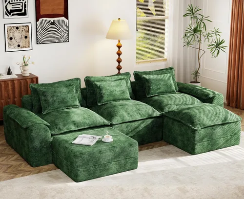 Vista 17 de Hobestluk Cloud - Sofá individual de espuma viscoelástica con asiento profundo, sofá en forma de L con funda extraíble, sofá grande para sala