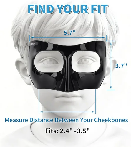 Vista 2 de QK01 - Protector de nariz para nariz rota, máscaras faciales para fútbol, baloncesto y otros deportes, ajustable, para niños, adolescentes