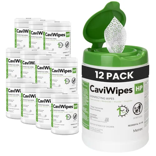 Vista 8 de Metrex CaviWipes HP Toallitas desinfectantes con peróxido de hidrógeno, desinfectante de superficies de grado hospitalario sin blanqueador, mata