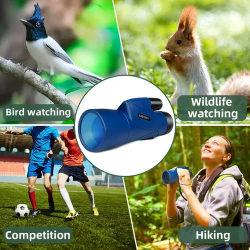 Vista 8 de Gosky - Telescopio monocular, monocular de 12 x 55 HD para adultos con prisma BAK4 y lente FMC, monocular ligero con adaptador para smartphone