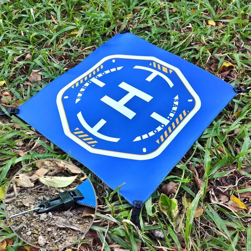 Vista 5 de Drone UAV Landing Pad Helipad Launch 19.69 x 19.69 pulgadas (19.7 in) y 0.118 in (grosor) ponderado nocturno reflectante suelo pico portátil