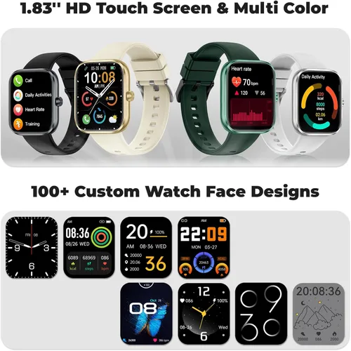 Vista 8 de Reloj inteligente para hombres y mujeres, reloj de fitness con pantalla táctil HD de 1.83 pulgadas con notificaciones Bluetooth de llamadas
